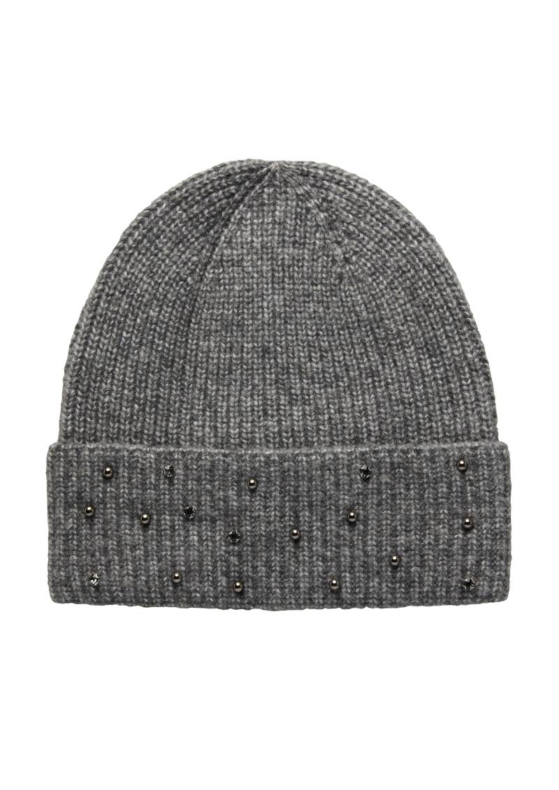 s.Oliver - Beanie aus Wollmix mit Stein-Besatz, Damen, grau von s.Oliver