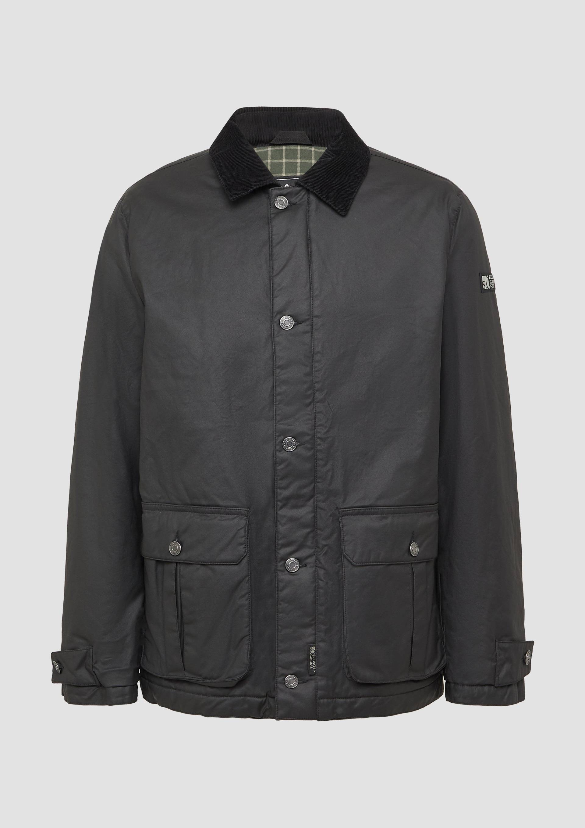s.Oliver - Beschichtete Jacke mit modischem Kordkragen, Herren, schwarz von s.Oliver