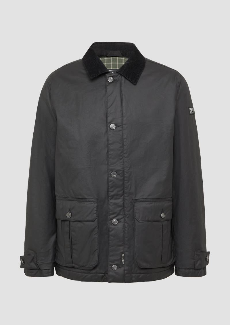 s.Oliver - Beschichtete Jacke mit modischem Kordkragen, Herren, schwarz von s.Oliver