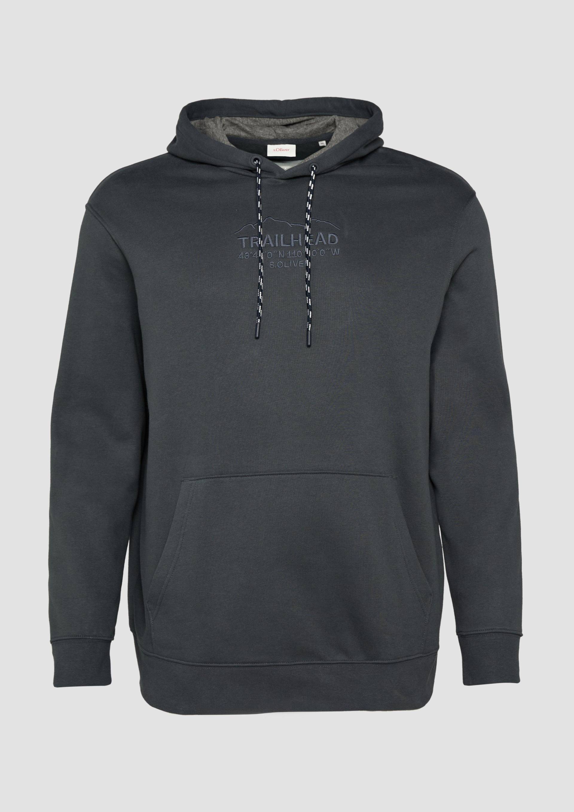 s.Oliver - Hoodie mit Kängurutasche und Stickerei, Herren, grau von s.Oliver