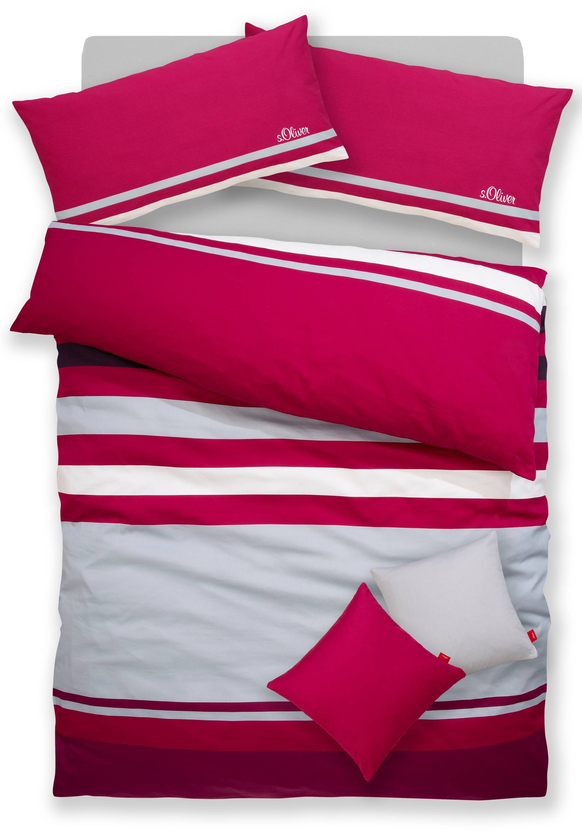 s.Oliver Bettwäsche "Fenja in Gr. 135x200 oder 155x220 cm" 2 Stk. tlg. gestreifte Bettwäsche, mit GRATIS-Zugabe: 2x Kissenhüllen von s.Oliver