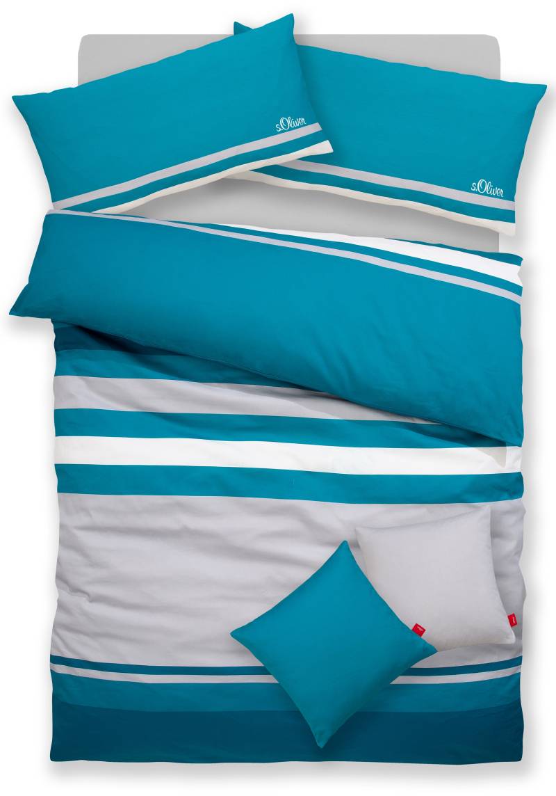 s.Oliver Bettwäsche "Fenja in Gr. 135x200 oder 155x220 cm" 2 tlg. gestreifte Bettwäsche, mit GRATIS-Zugabe: 2x Kissenhüllen von s.Oliver
