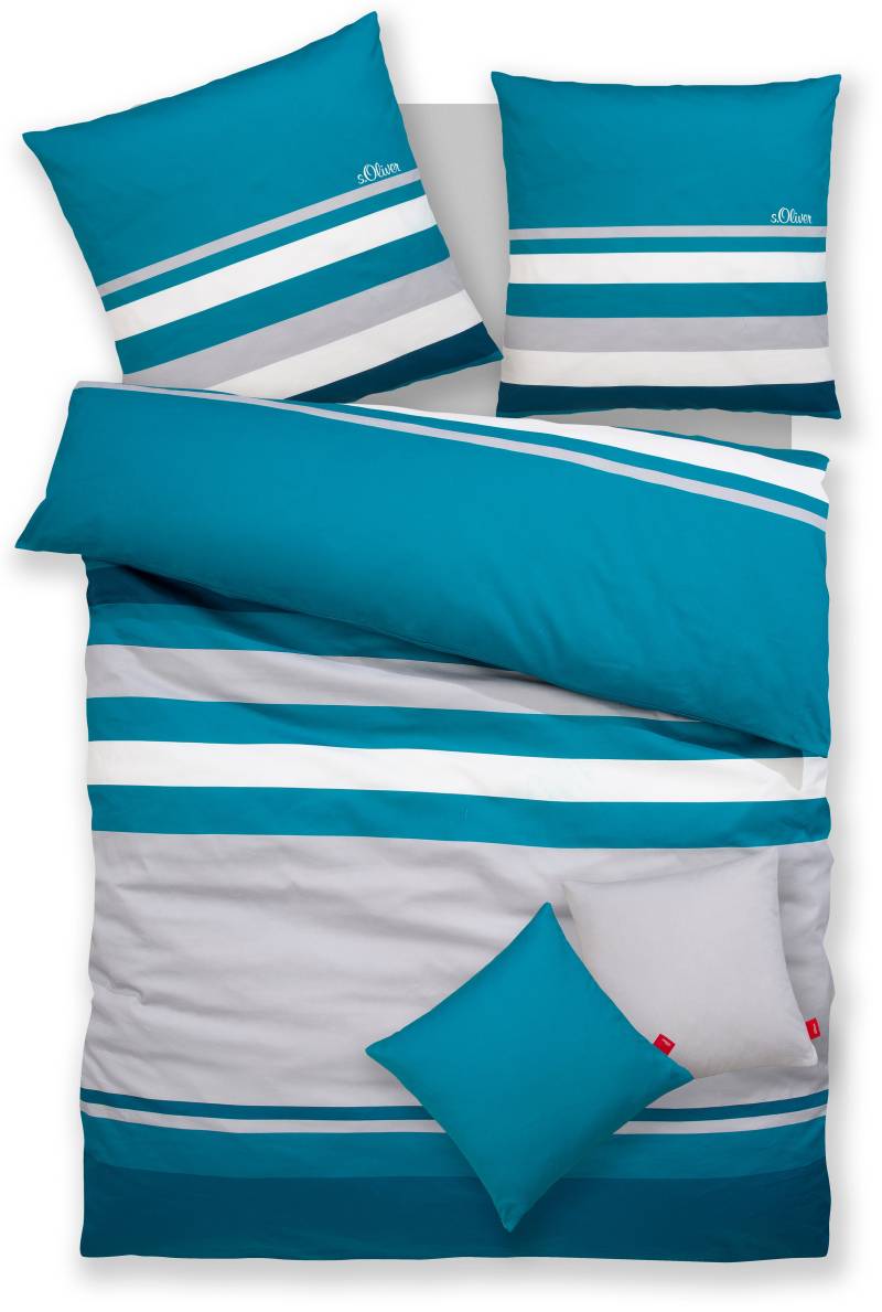 s.Oliver Bettwäsche "Fenja in Gr. 135x200 oder 155x220 cm" 3 Stk. tlg. gestreifte Bettwäsche, mit GRATIS-Zugabe: 2x Kissenhüllen von s.Oliver