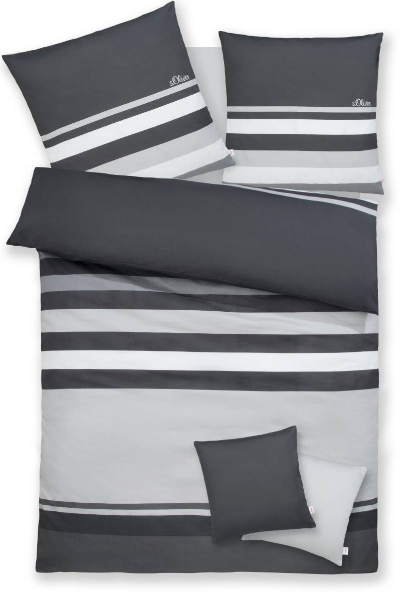 s.Oliver Bettwäsche "Fenja in Gr. 135x200 oder 155x220 cm" 3 tlg. gestreifte Bettwäsche, mit GRATIS-Zugabe: 2x Kissenhüllen von s.Oliver