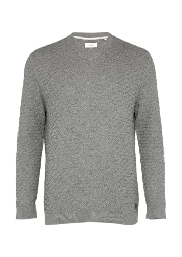 Strukturierter Pullover mit V-Ausschnitt Graphit 4XL von s.Oliver