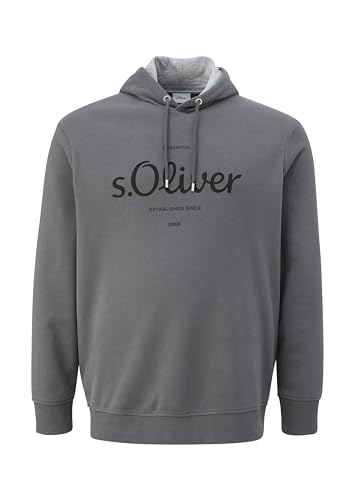 s.Oliver Big Size Herren Logo-Sweatshirt mit Kapuze Grey, XXL von s.Oliver