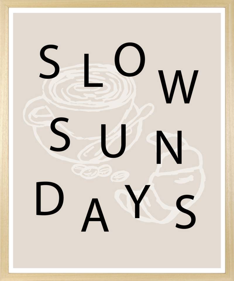 s.Oliver Bild mit Rahmen "Kaffee & Croissants" Essen  Geschirr & Besteck  Getränke  Kaffee  Kaffee Bilder  Modern  Schriftzug  Schriftzüge 1 Stk. tlg. HD Premium Posterdruck mit Echtholzrahmen von s.Oliver