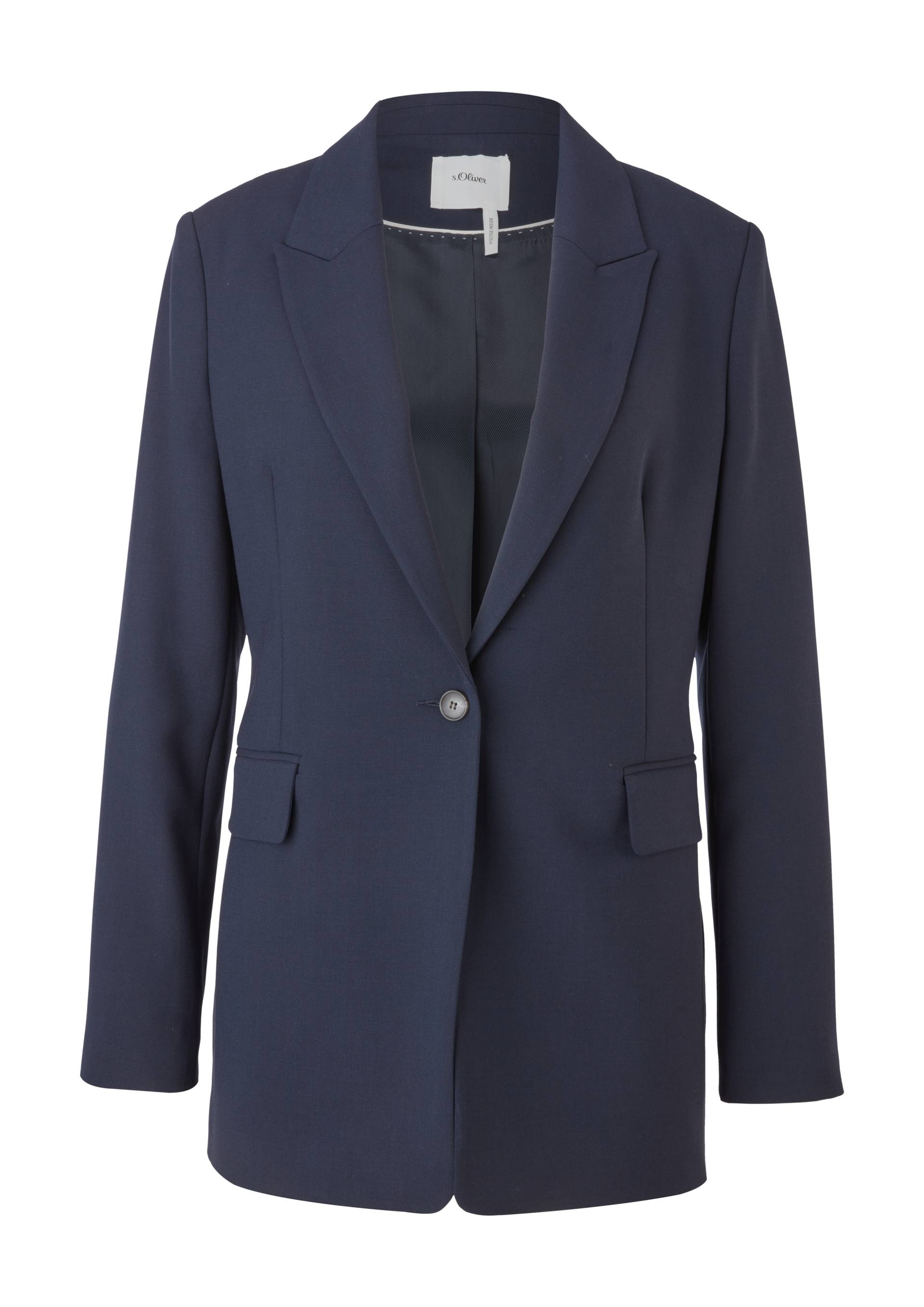 s.Oliver - Longblazer aus Viskosemix, Damen, blau von s.Oliver