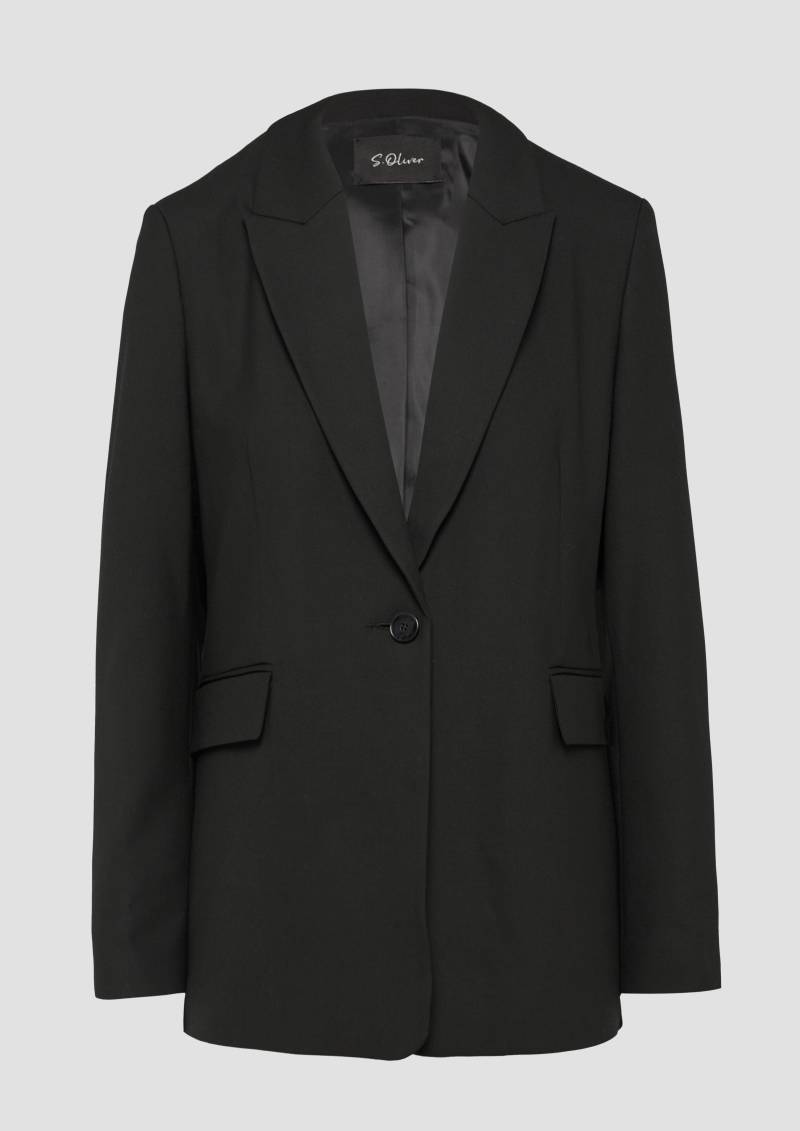 s.Oliver - Langer Blazer aus Viskosemix, Damen, schwarz von s.Oliver