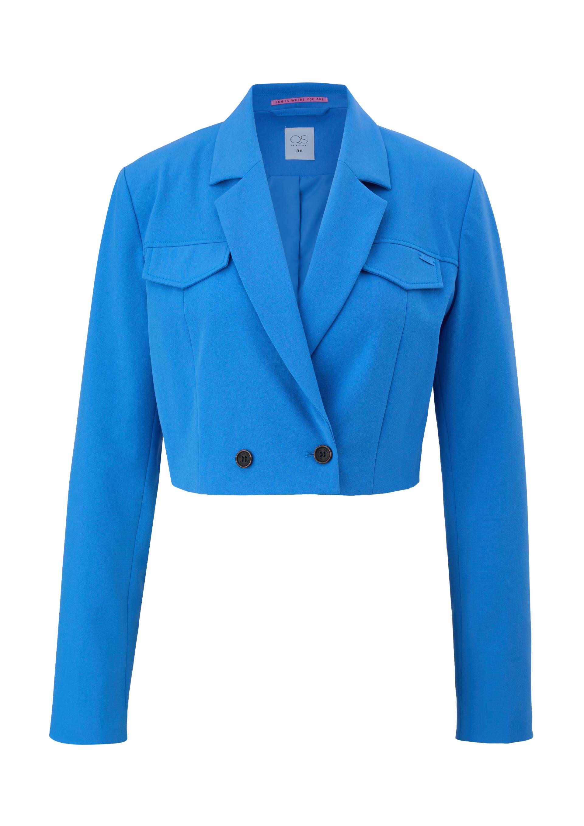 QS - Blazer im Cropped Fit, Damen, blau von QS