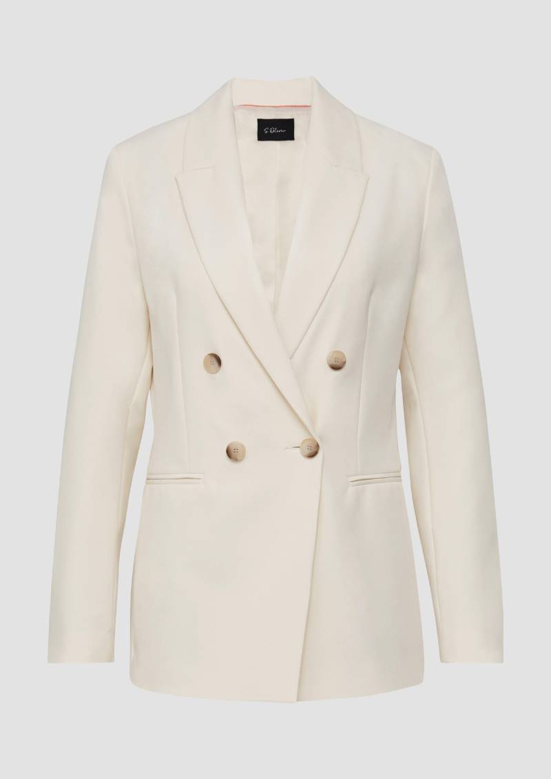 s.Oliver - Blazer mit Reverskragen im Slim Fit, Damen, creme von s.Oliver