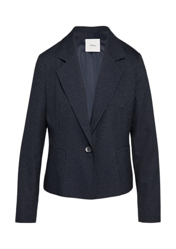 s.Oliver BLACK LABEL Fein Gepunkteter Blazer mit großen Taschen Navy 38 von s.Oliver BLACK LABEL