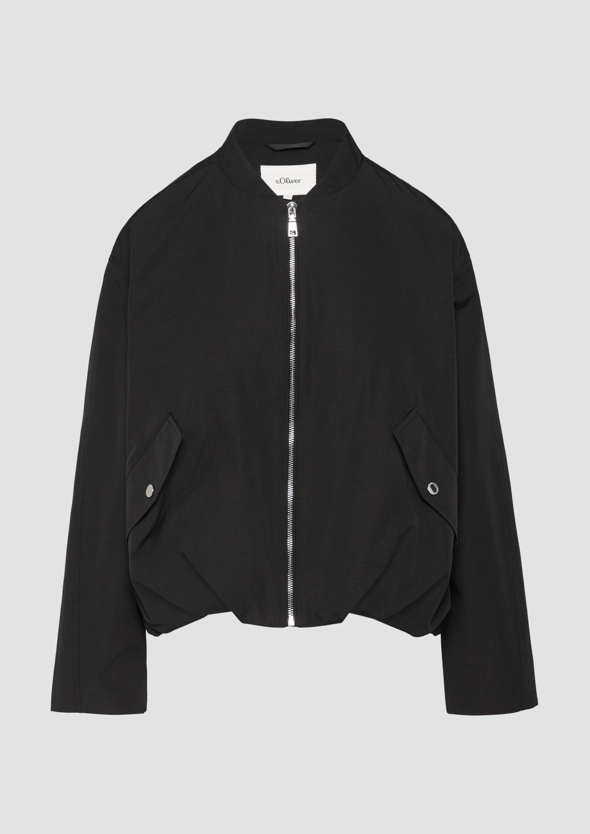 s.Oliver - Blouson mit Raffungsdetails im Relaxed Fit, Damen, schwarz von s.Oliver