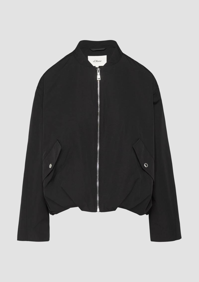 s.Oliver - Blouson mit Raffungsdetails im Relaxed Fit, Damen, schwarz von s.Oliver