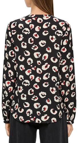 s.Oliver Damen 2139035 Bluse Langarm mit Dobby Struktur, 99A1 Creme|rot|schwarz, 36 von s.Oliver