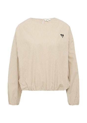 s.Oliver Oversized Baumwollbluse mit Herz-Stickerei Sandstein 44 von s.Oliver