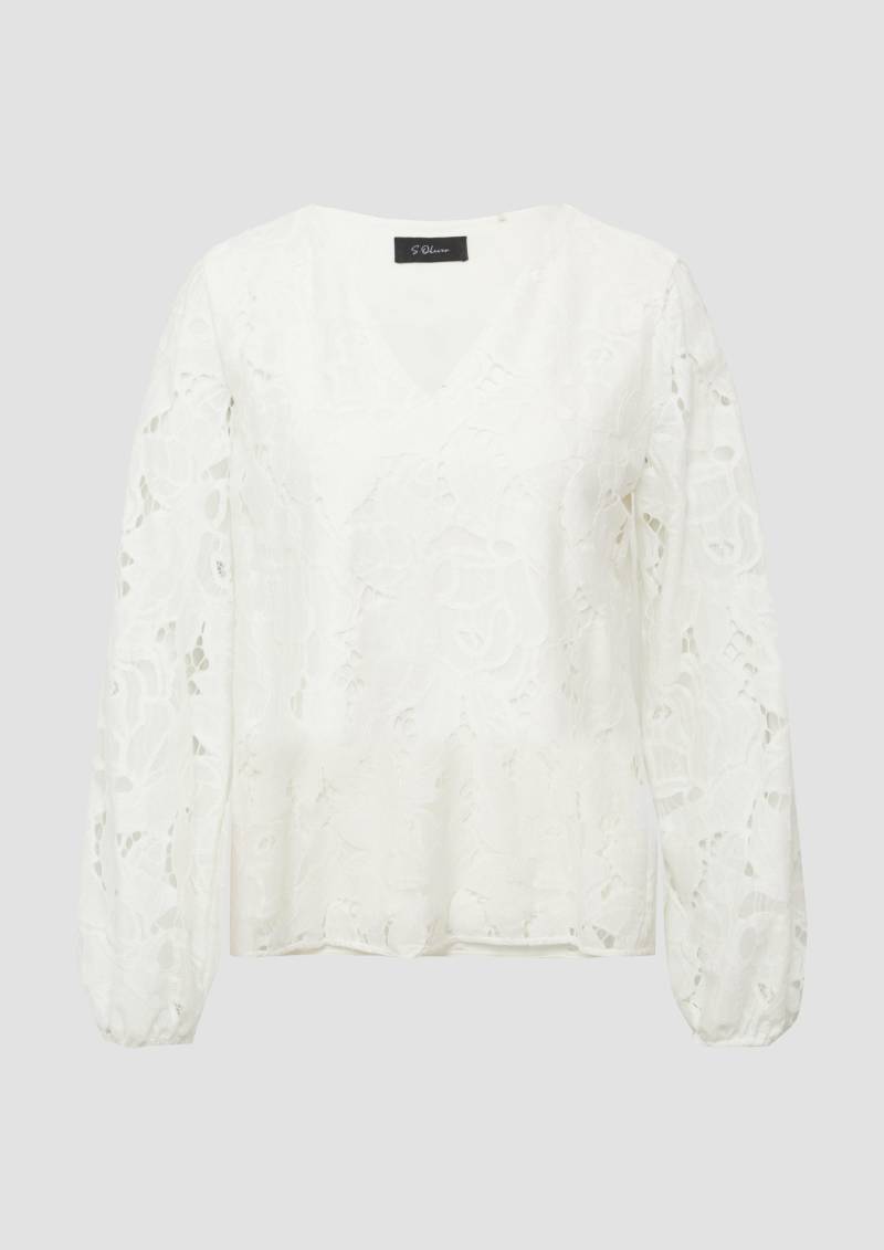 s.Oliver - Bluse aus Spitze mit Jerseyfutter und V-Ausschnitt, Damen, creme von s.Oliver