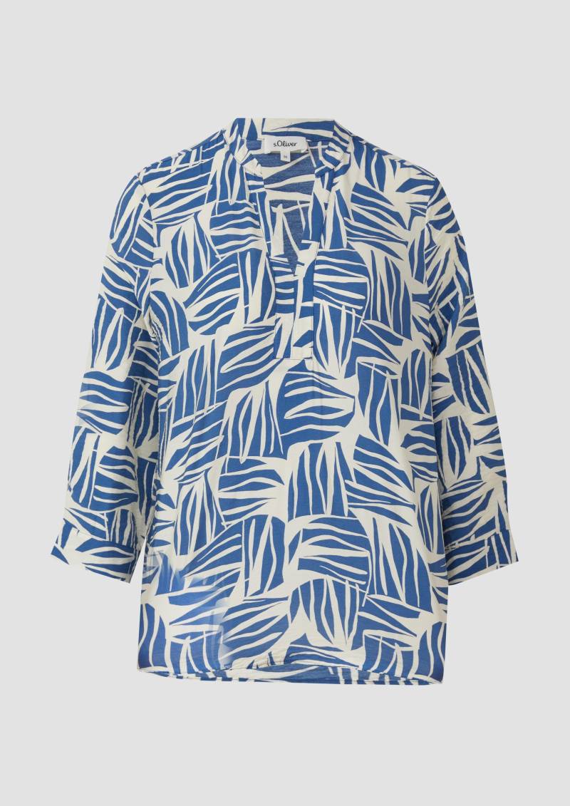 s.Oliver - Bluse aus strukturiertem Viskosemix mit All-over-Print, Damen, blau von s.Oliver