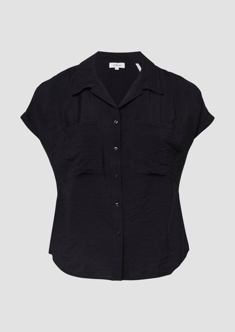 s.Oliver - Bluse aus strukturiertem Viskosemix mit aufgesetzter Tasche, Damen, schwarz von s.Oliver