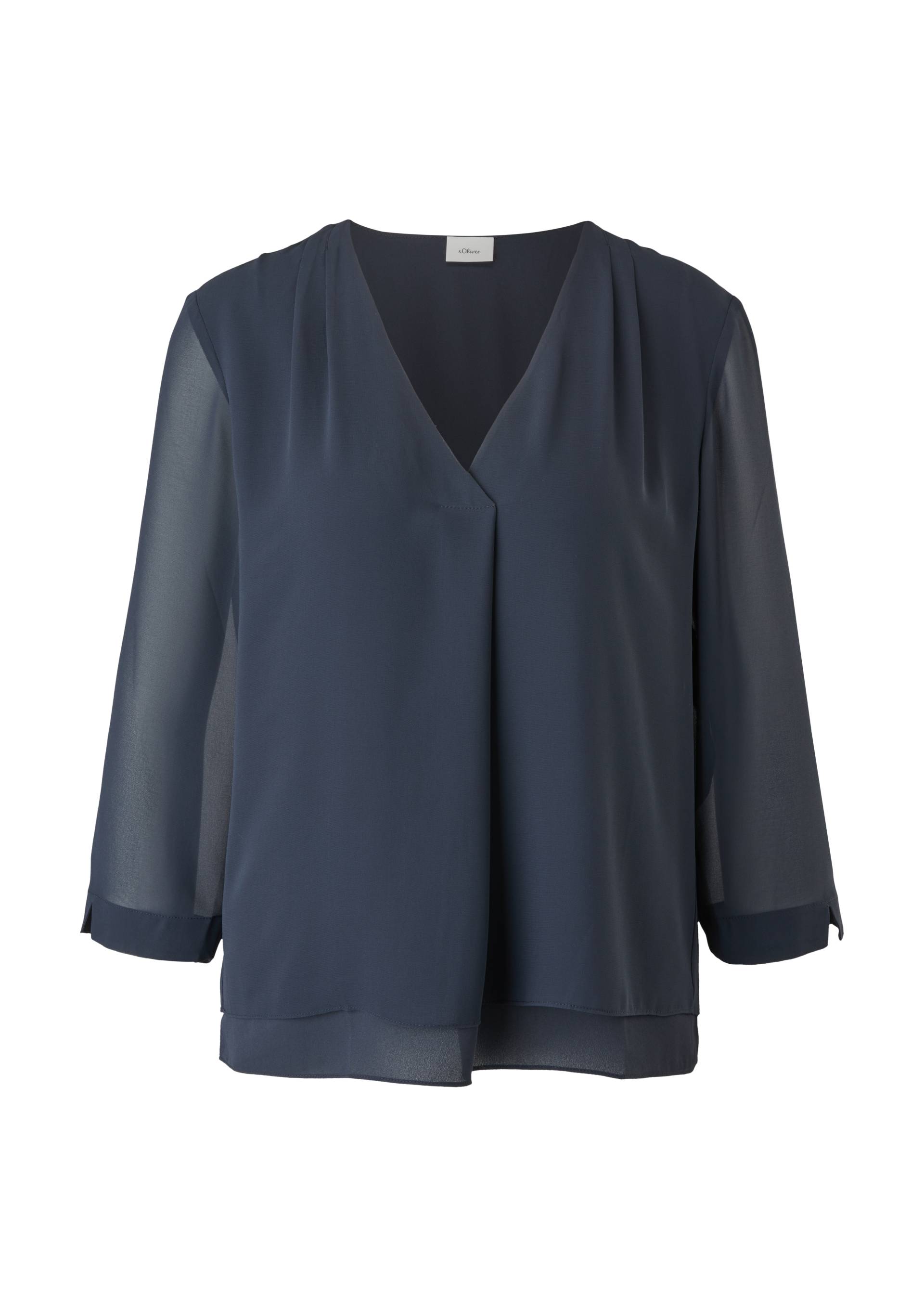 s.Oliver - Bluse im Double-Layer-Look, Damen, blau von s.Oliver