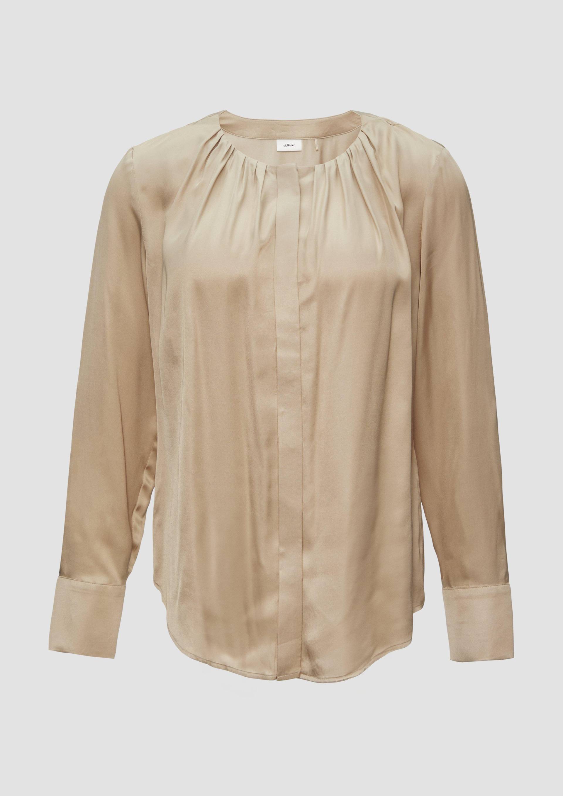s.Oliver - Satinbluse mit Raffung und verdeckter Knopfleiste, Damen, Beige s.Oliver - Satinbluse mit Raffung und verdeckter Knopfleiste, Damen, Beige von s.Oliver