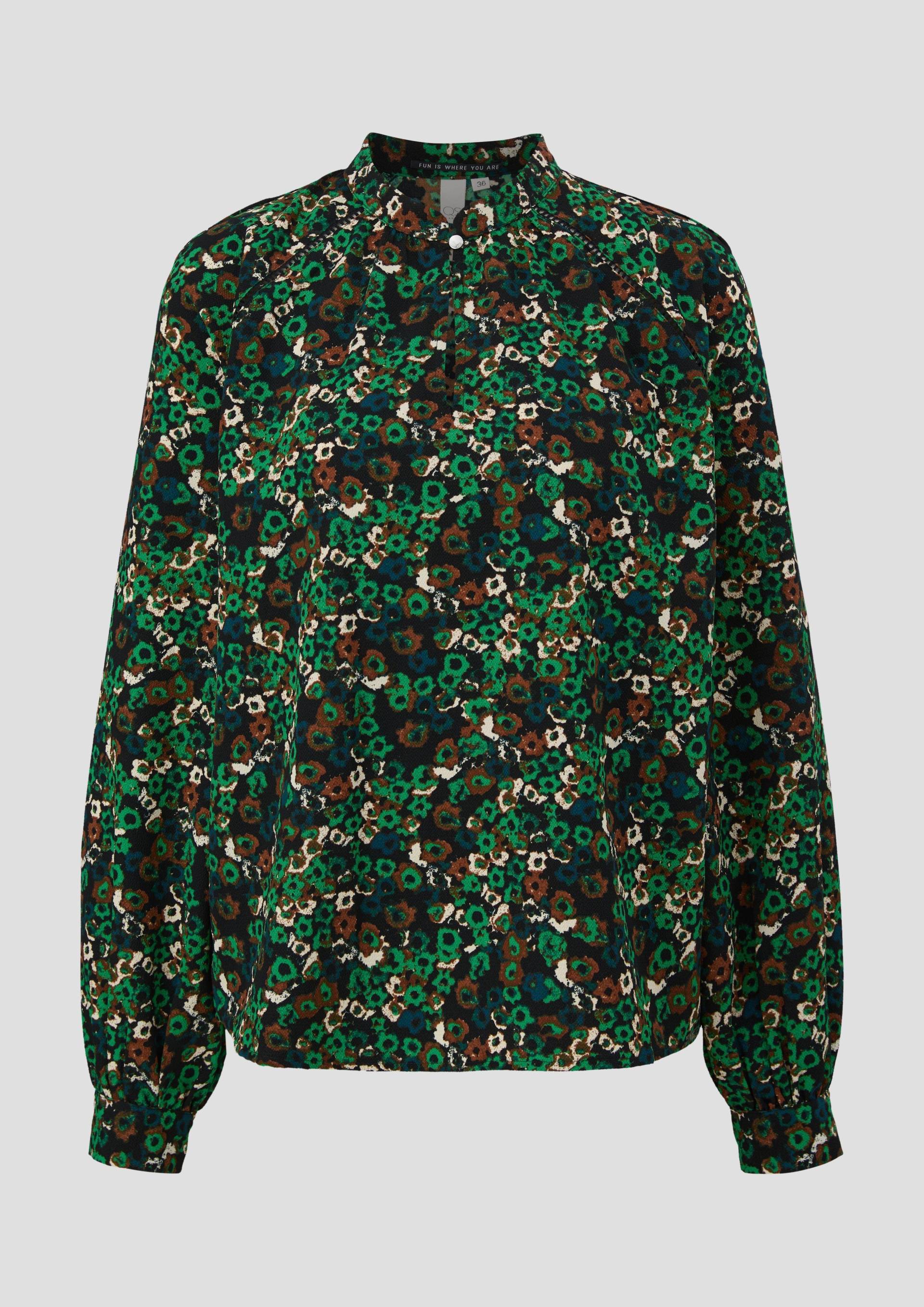 QS - Bluse mit All-over-Print, Damen, grün von QS