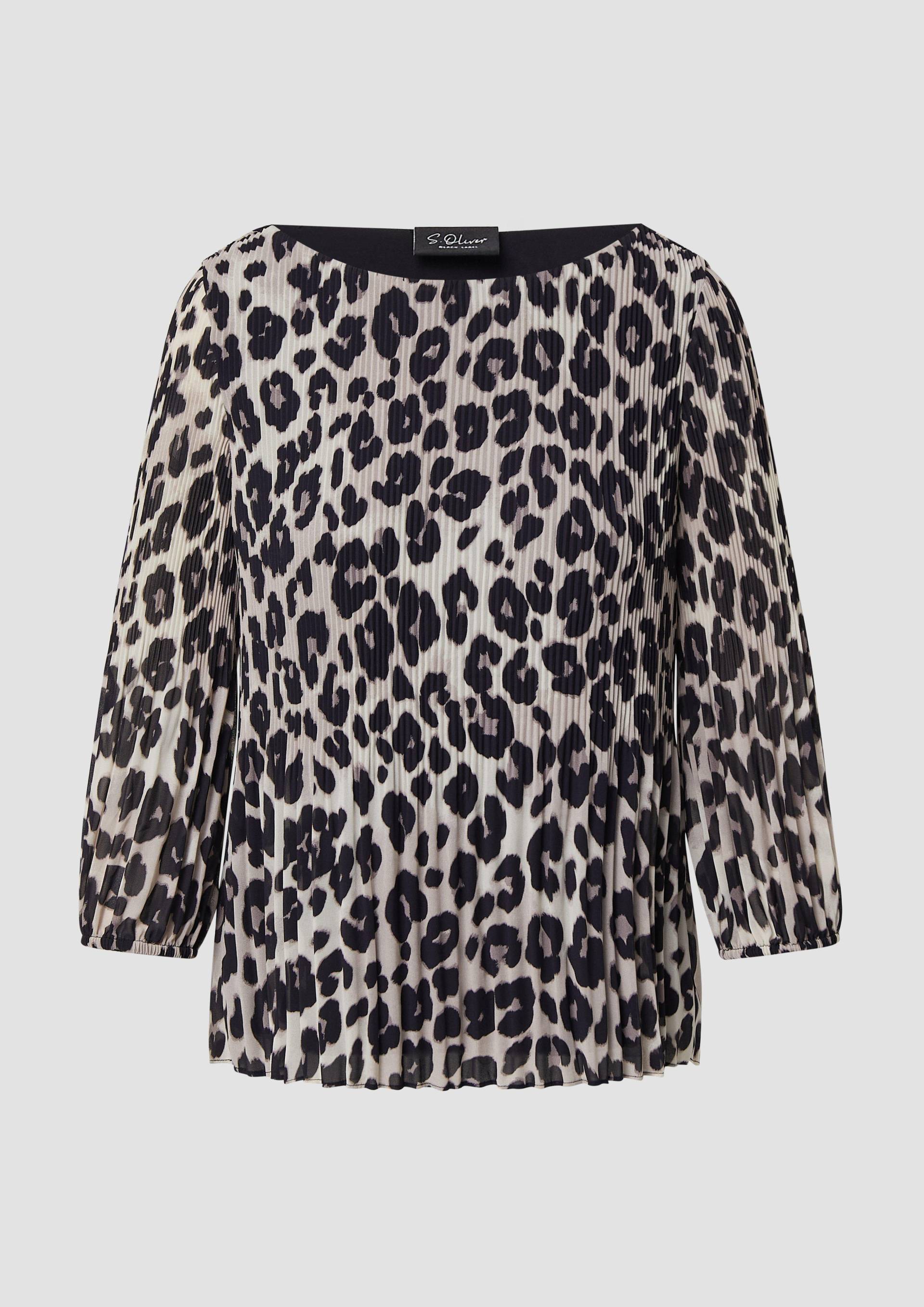 s.Oliver - Bluse mit Leo-Muster, Damen, grau von s.Oliver