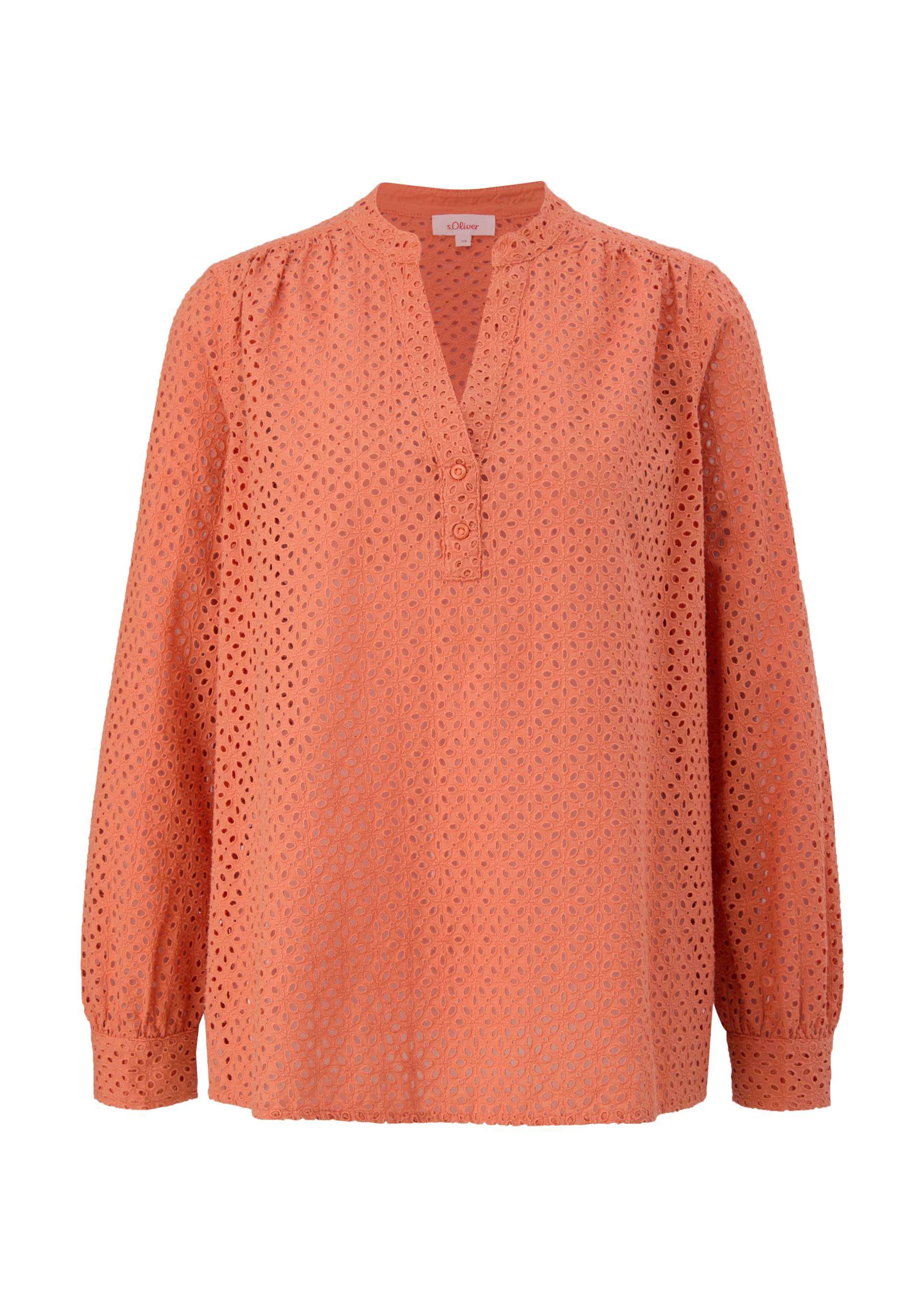 s.Oliver - Bluse mit Lochstickerei, Damen, Orange von s.Oliver