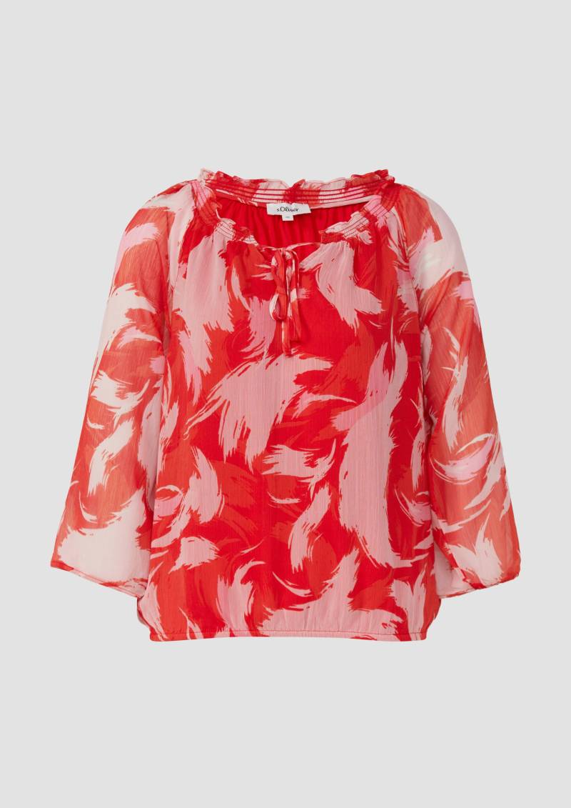 s.Oliver - Bluse mit Raff-Details im Relaxed Fit, Damen, rot von s.Oliver