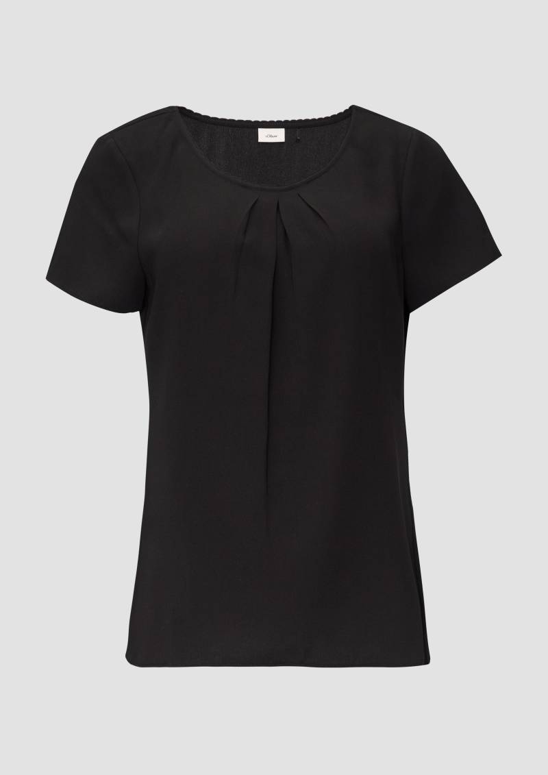 s.Oliver - Bluse mit Schmuckkante, Damen, schwarz von s.Oliver