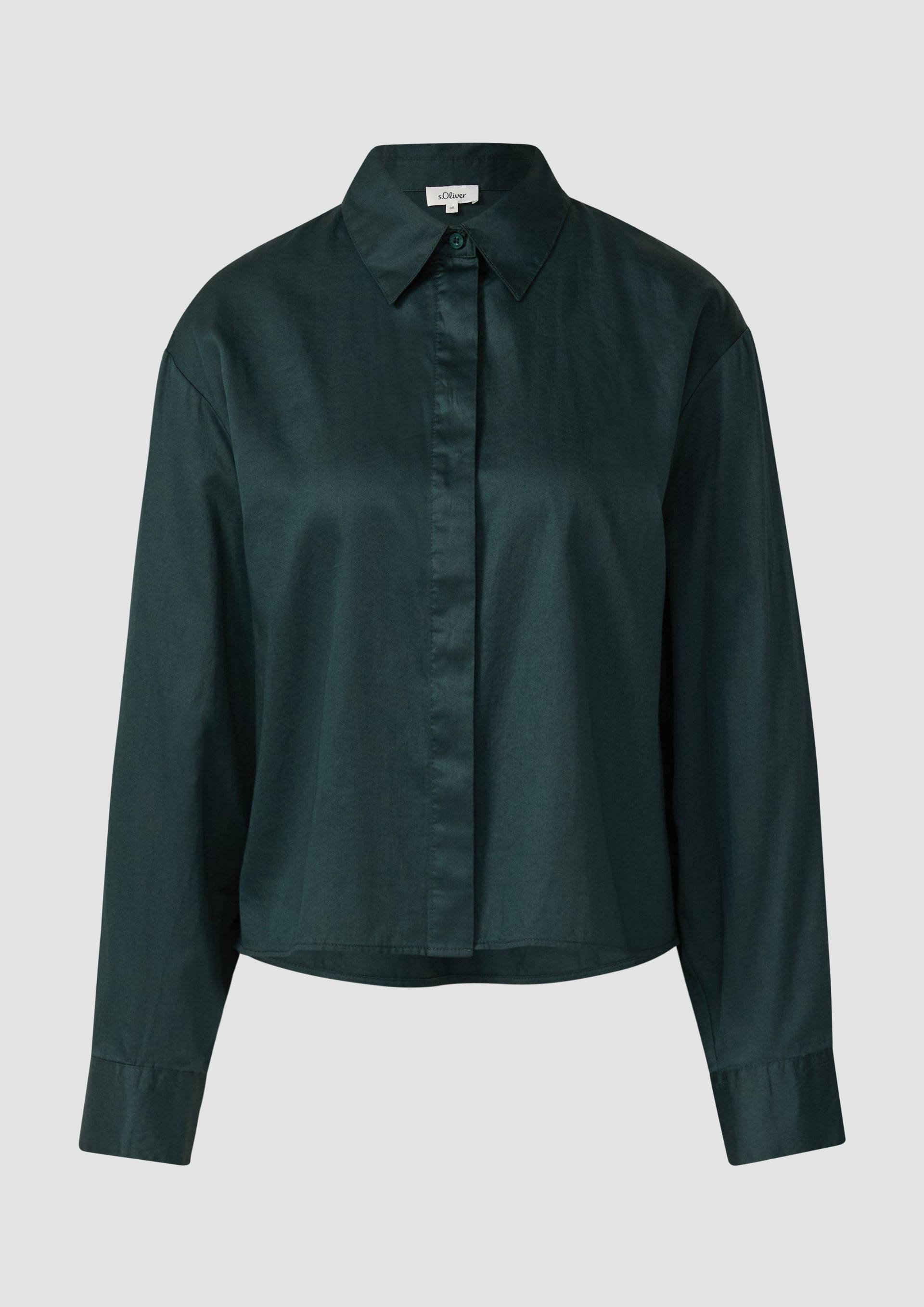 s.Oliver - Verkürzte Bluse mit verdeckter Knopfleiste, Damen, Blau von s.Oliver