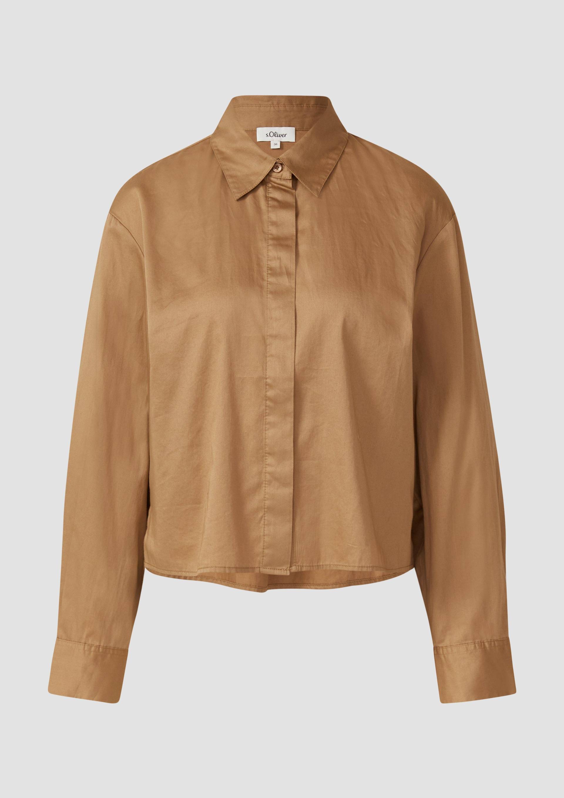 s.Oliver - Verkürzte Bluse mit verdeckter Knopfleiste, Damen, braun von s.Oliver
