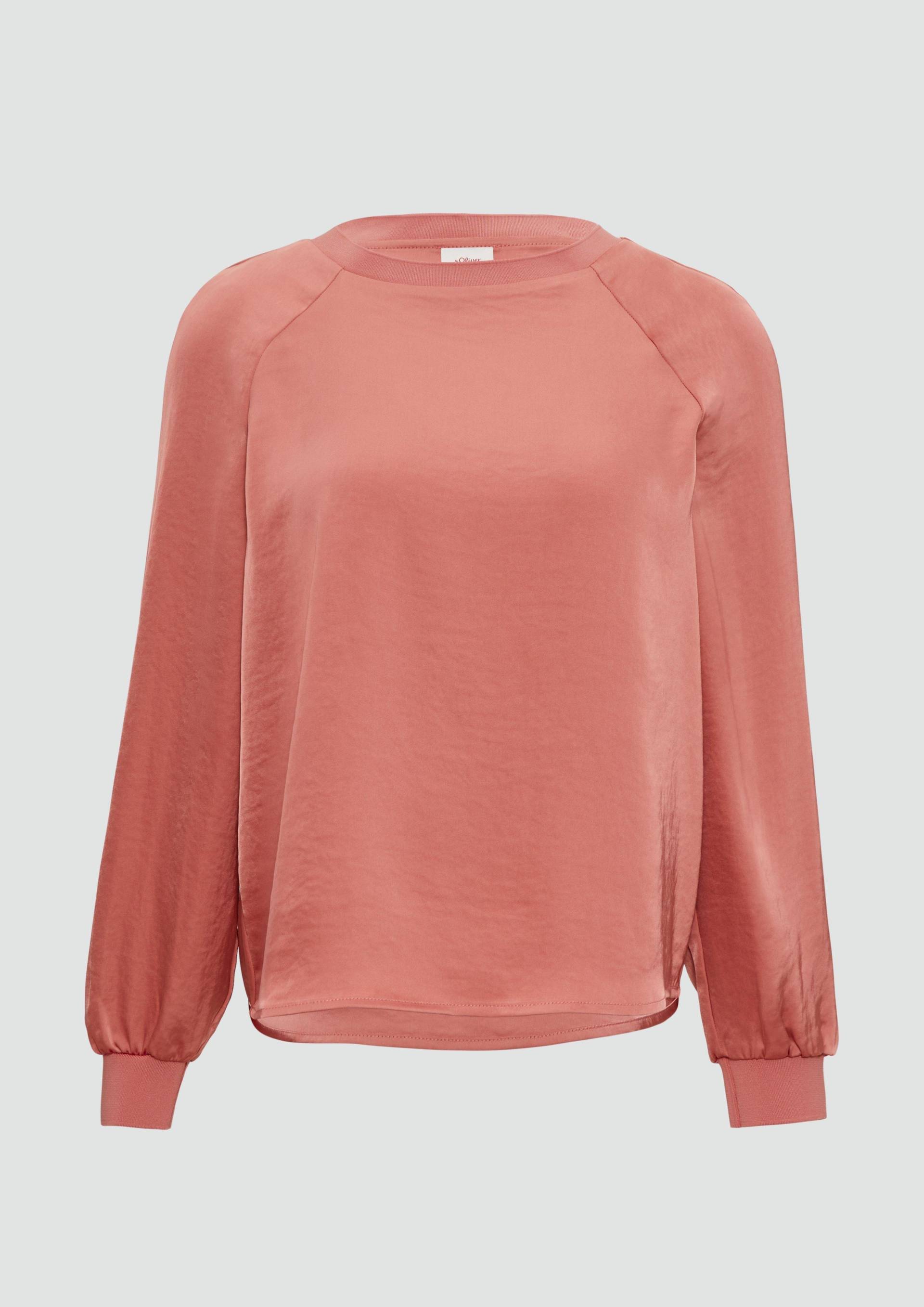 s.Oliver - Blusenshirt aus Satin mit Rippbündchen, Damen, Orange von s.Oliver