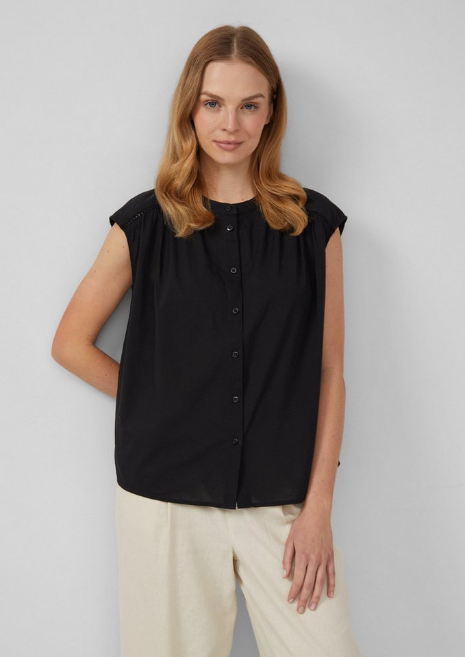 s.Oliver Blusentop Weites Blusentop mit Raffung und Spitzen-Detail von s.Oliver