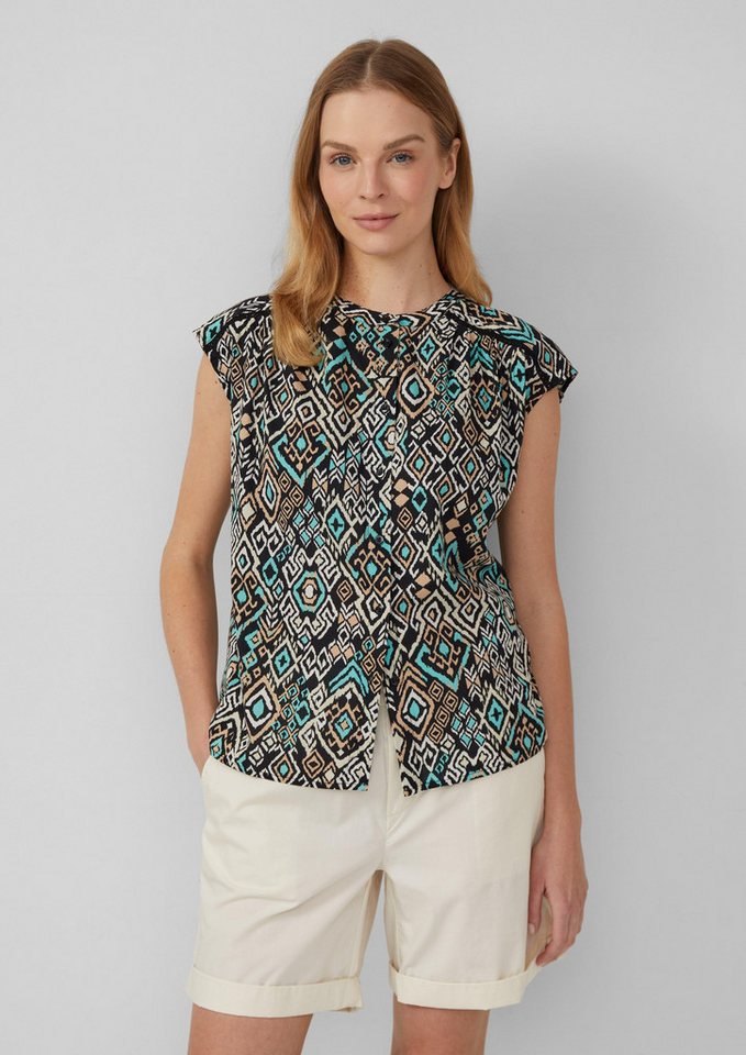 s.Oliver Blusentop Weites Blusentop mit Raffung und Spitzen-Detail von s.Oliver