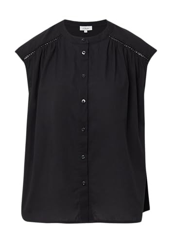 s.Oliver Blusentop mit Raffung und Spitzen-Detail schwarz 46 von s.Oliver