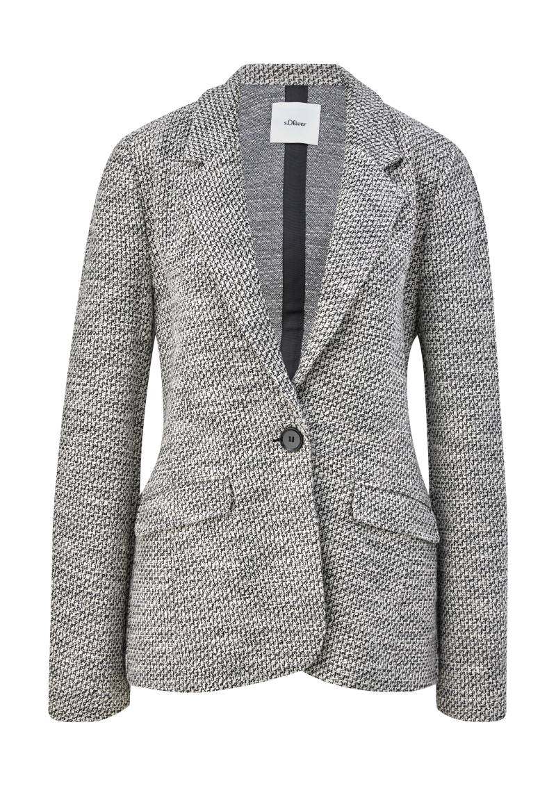 s.Oliver - Bouclé-Blazer aus Baumwollmix, Damen, schwarz von s.Oliver