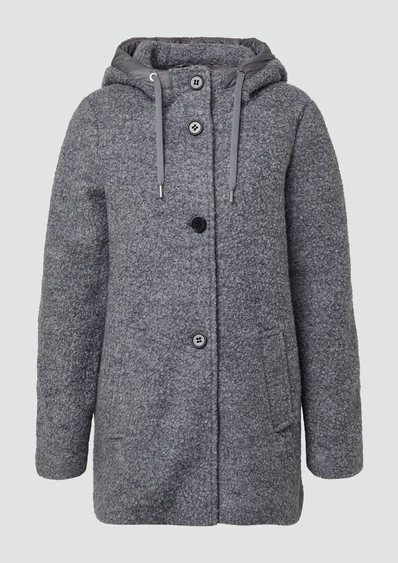 s.Oliver - Bouclé-Jacke aus Wollmix mit Kapuze, Damen, grau von s.Oliver