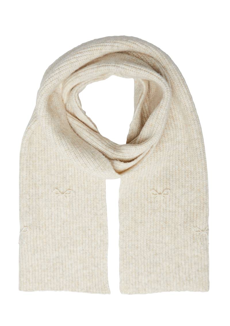 s.Oliver - Breiter Strickschal mit Schmuckperlen-Details, Damen, Beige von s.Oliver