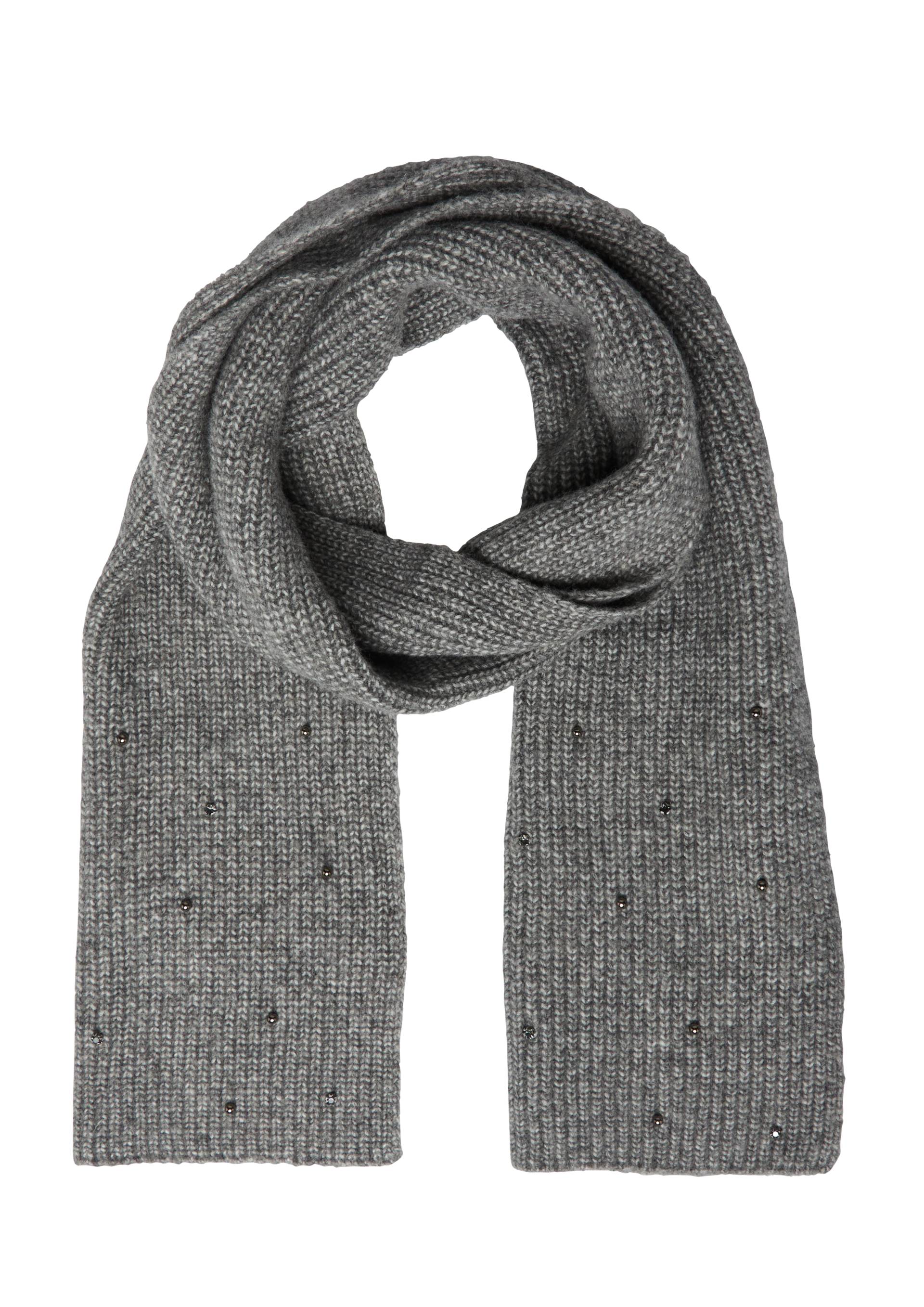 s.Oliver - Breiter Strickschal mit Schmuckperlen-Details, Damen, grau von s.Oliver