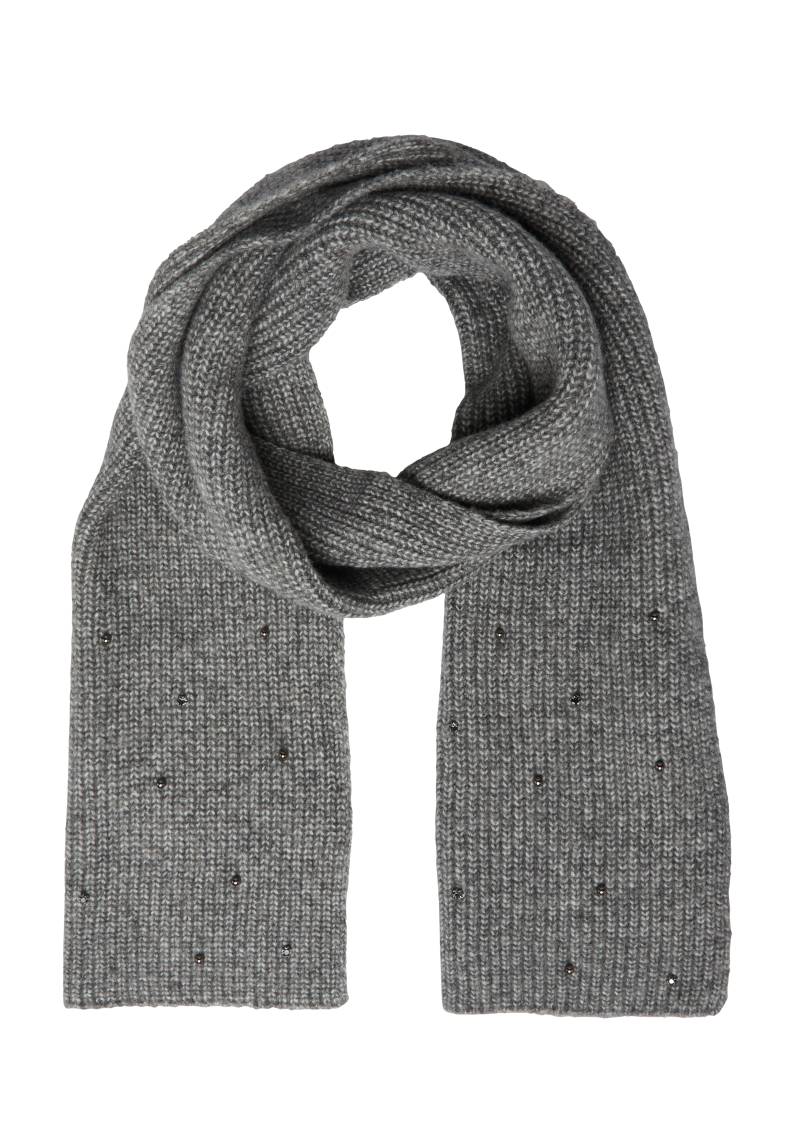 s.Oliver - Breiter Strickschal mit Schmuckperlen-Details, Damen, grau von s.Oliver