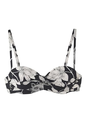 s.Oliver Bügel-Bandeau-Bikini-Top mit schwarz-weißem Blumenmuster von s.Oliver