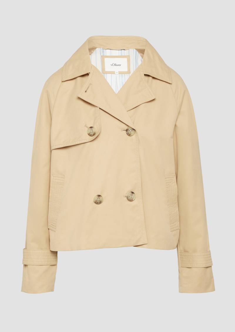 s.Oliver - Cabanjacke mit Raglanärmeln und Streifenfutter, Damen, braun von s.Oliver