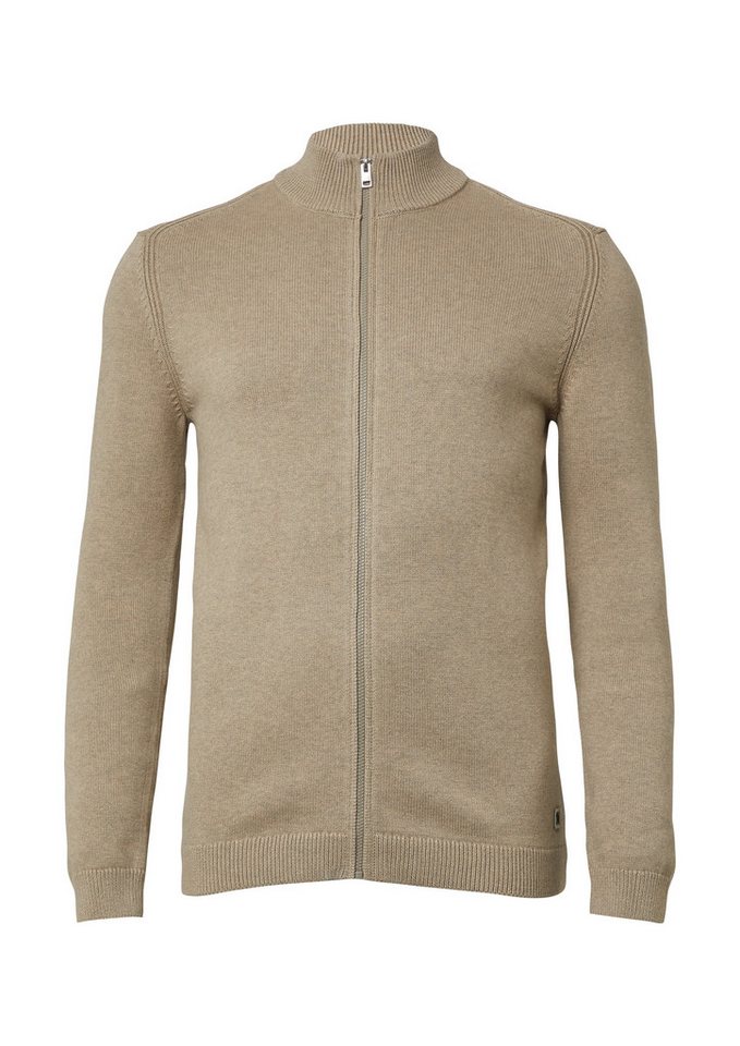 s.Oliver Cardigan Strickjacke Baumwoll-Strickjacke mit Stehkragen und Logo-Patch von s.Oliver