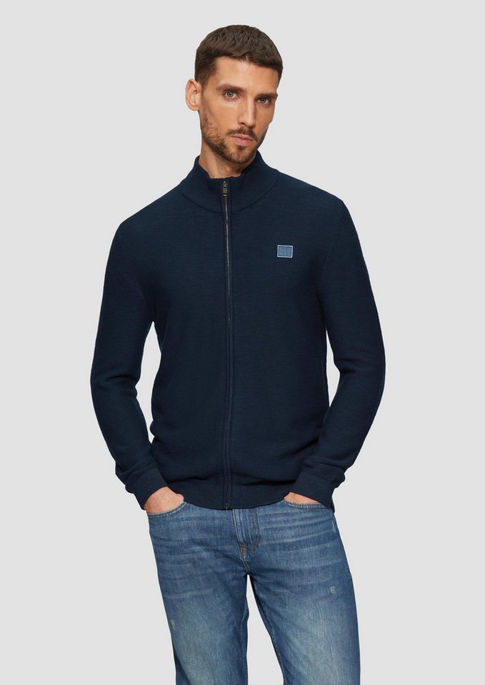s.Oliver Cardigan Strickjacke Strukturierte Strickjacke mit Logo-Patch von s.Oliver