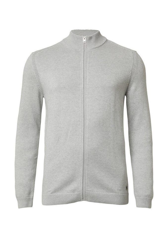 s.Oliver Cardigan Strickjacke Baumwoll-Strickjacke mit Stehkragen und Logo-Patch von s.Oliver