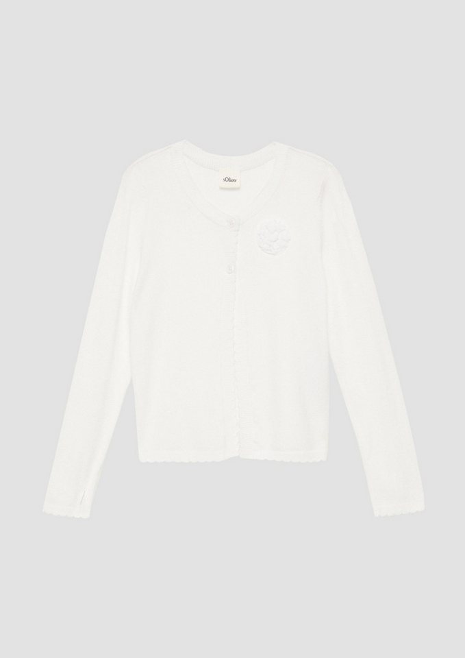 s.Oliver Cardigan Strickjacke Weiche Strickjacke mit Wellsaum und floraler Applikation von s.Oliver