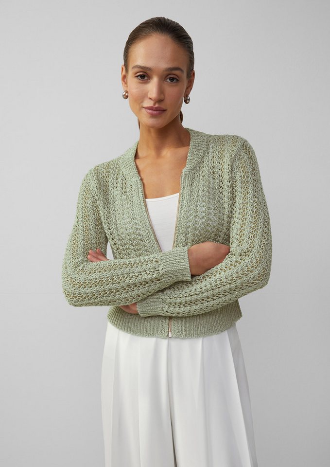 s.Oliver Cardigan Strickjacke Blouson aus Ajourstrick mit Pailletten von s.Oliver