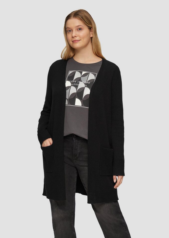 s.Oliver Cardigan Strickjacke Lange Strickjacke mit Rippbündchen von s.Oliver