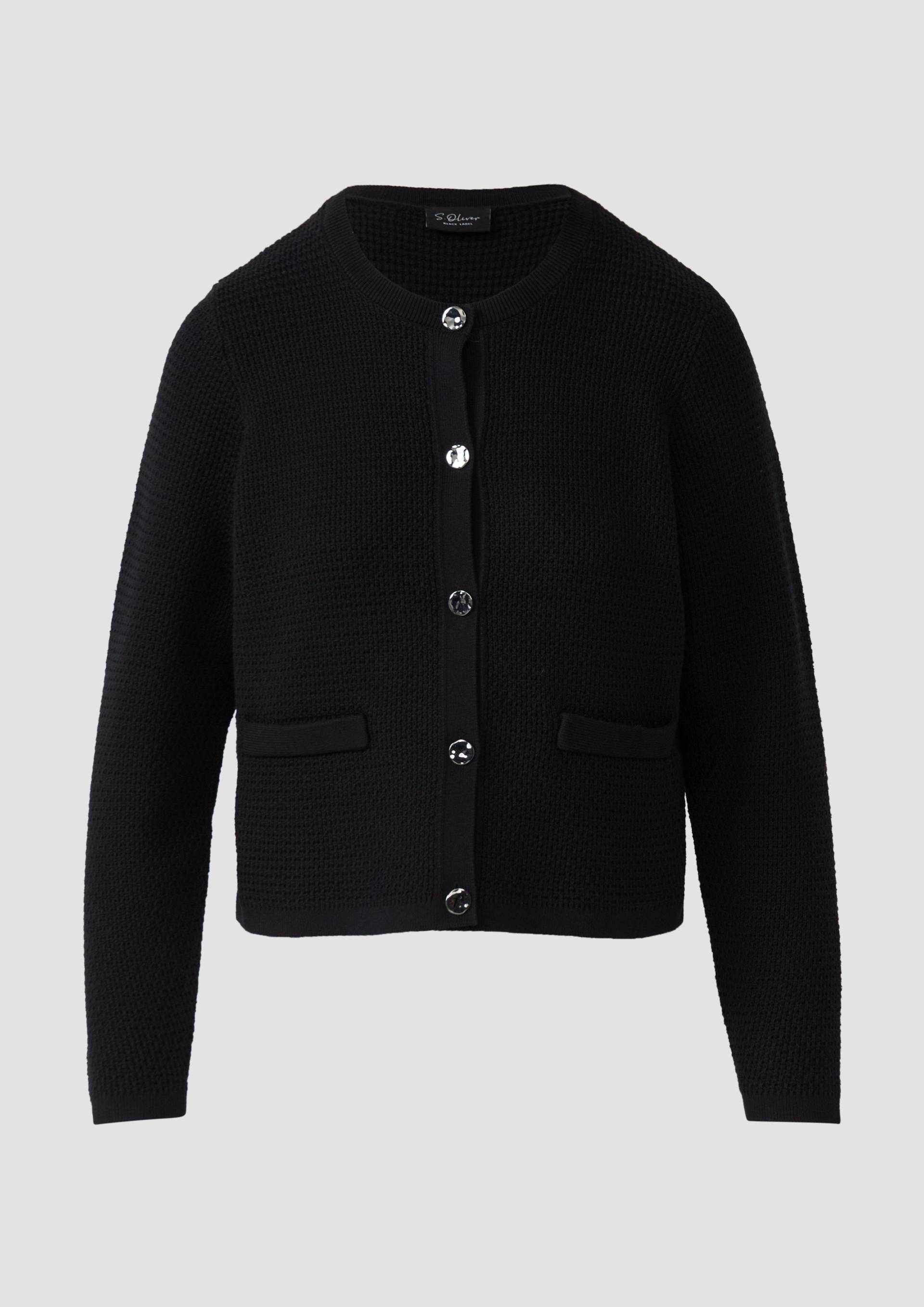 s.Oliver - Cardigan aus Baumwollmix mit Ziertaschen, Damen, schwarz von s.Oliver